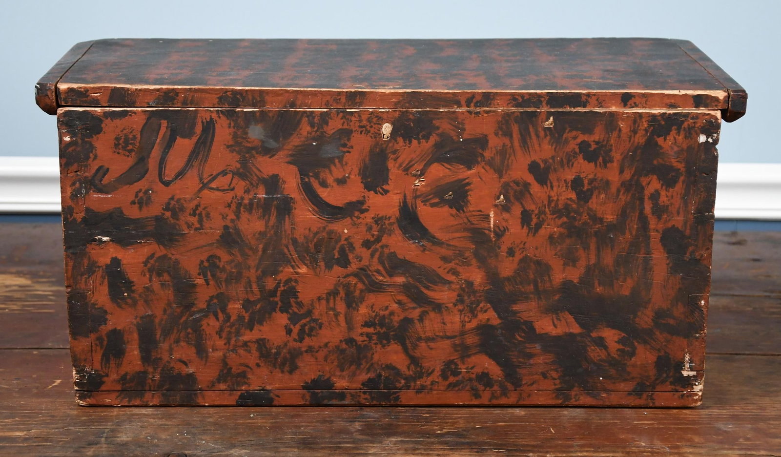 ANTIQUE SPONGE DECORATED DOCUMENT BOX. - 2