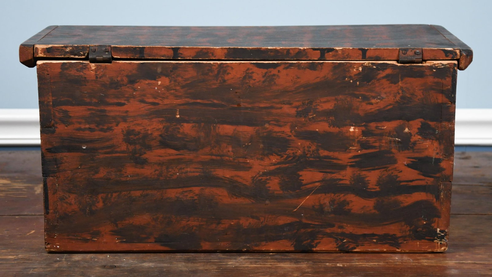 ANTIQUE SPONGE DECORATED DOCUMENT BOX. - 6
