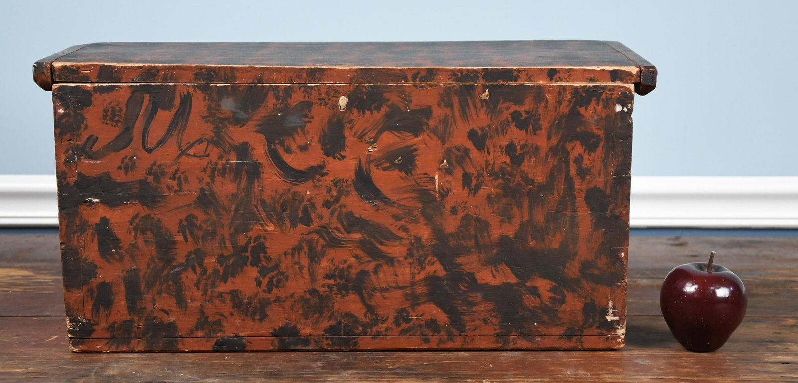 ANTIQUE SPONGE DECORATED DOCUMENT BOX. - 8