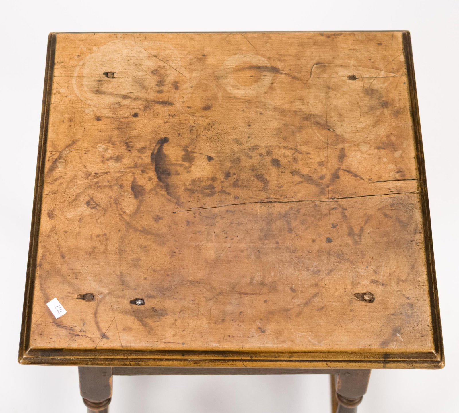 18TH C. NE PAINTED MAPLE SMALL TAP TABLE, - 3