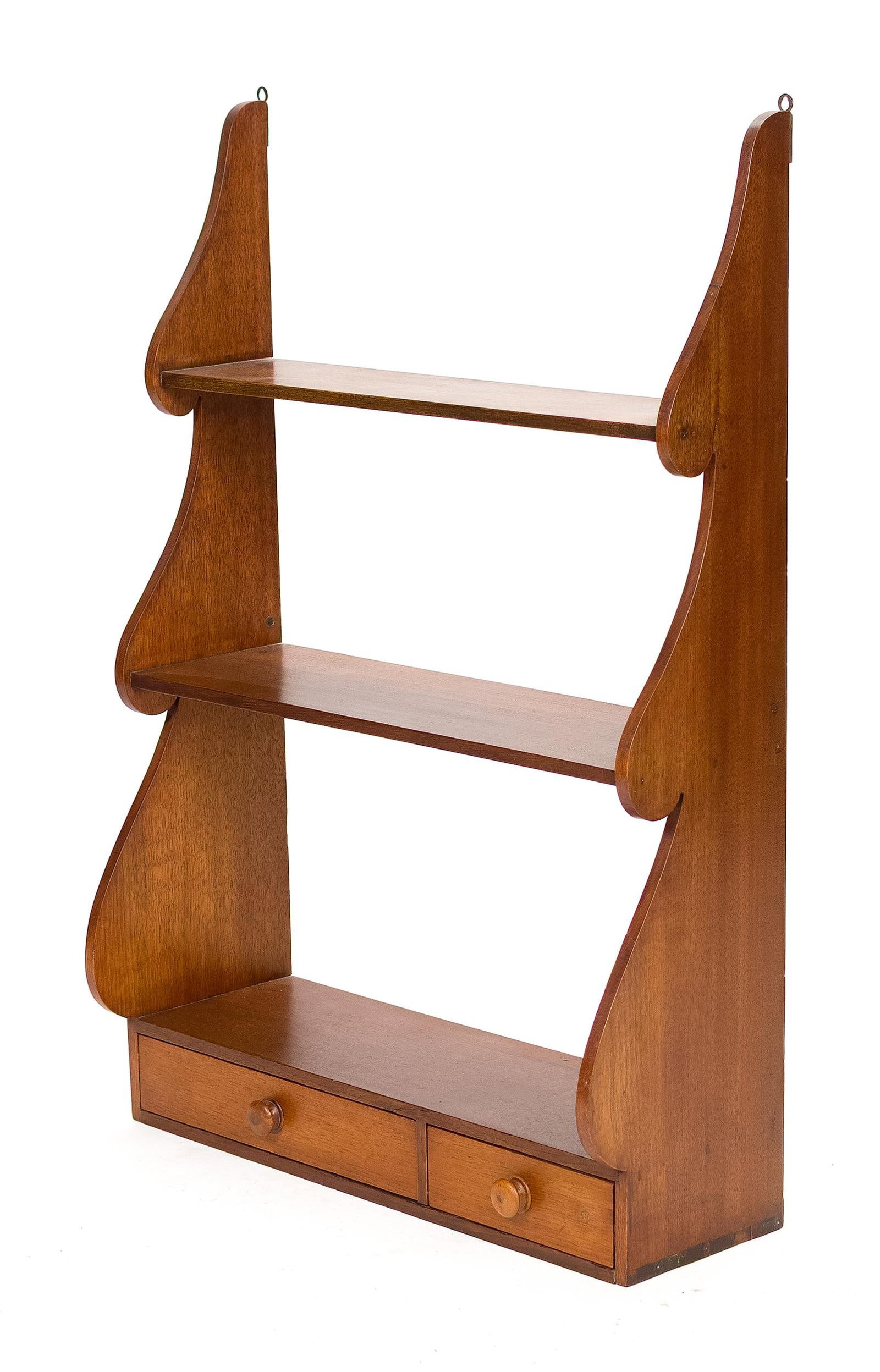 FINE EARLY 19TH C. WHALES END HANGING SHELVES. (1 of 10)