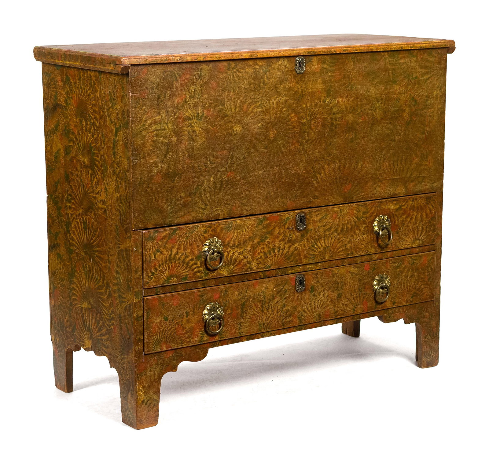FABULOUS 19TH C. RI PAINT DECORATED CHEST. (1 of 16)