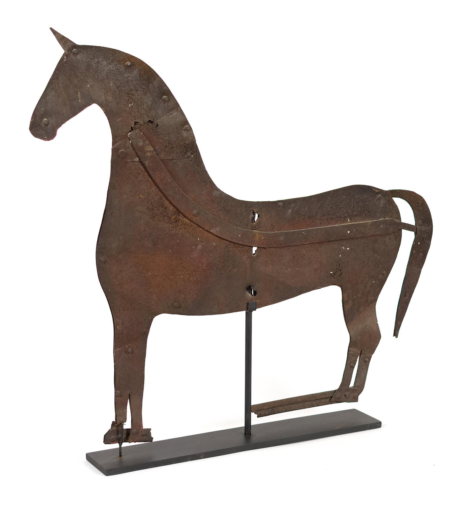 EARLY 19TH C. IRON SWAYBACK HORSE WEATHERVANE. (1 of 7)