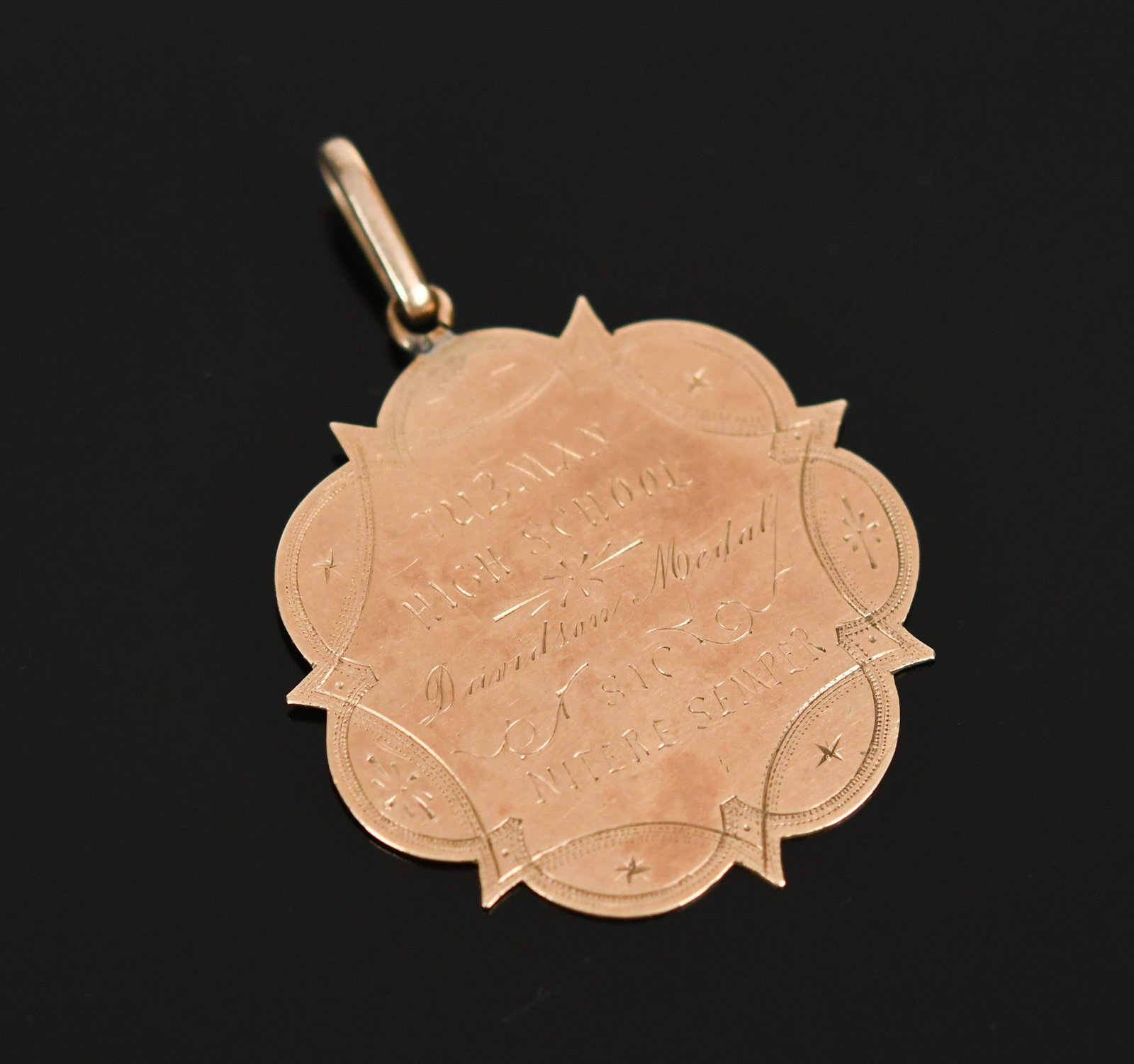 C. 1880 10K-14K GOLD HIGH SCHOOL MEDALLION PENDANT. (1 of 1)