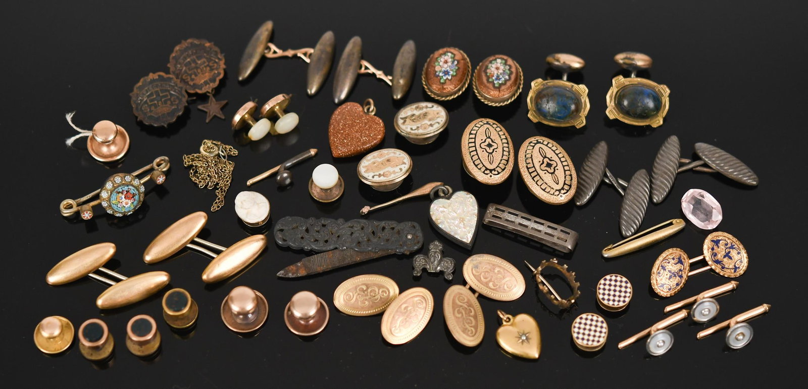 SOME GOLD ANTIQUE CUFFLINKS & MORE! (1 of 1)