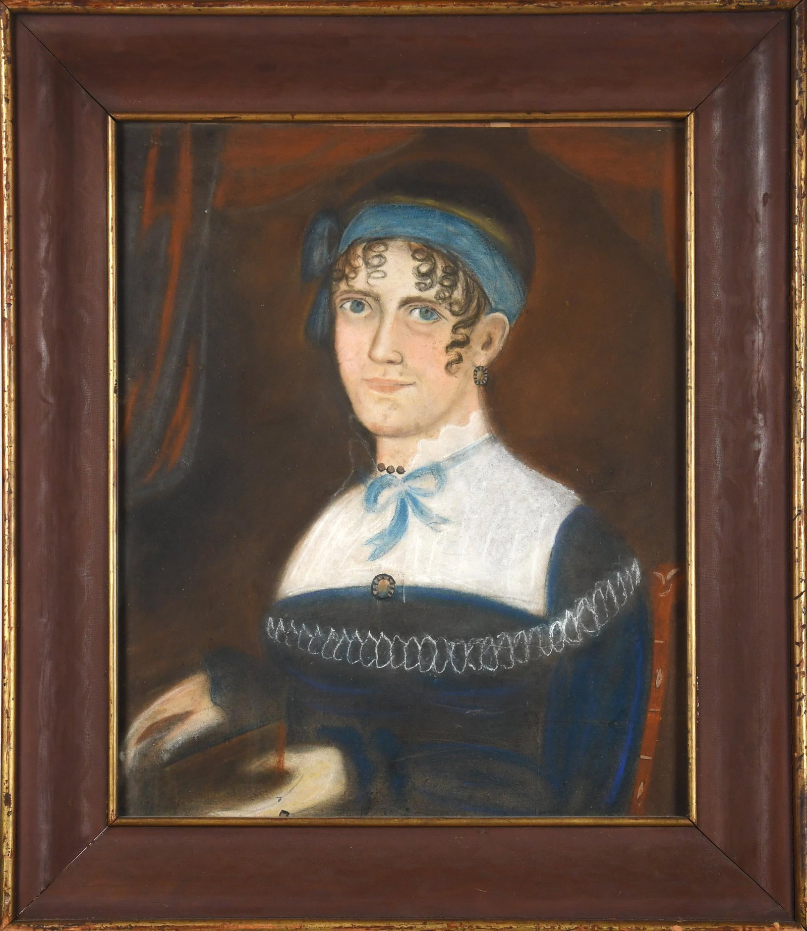 19TH C. NEW ENGLAND NAIVE PORTRAIT PAINTING. (1 of 1)