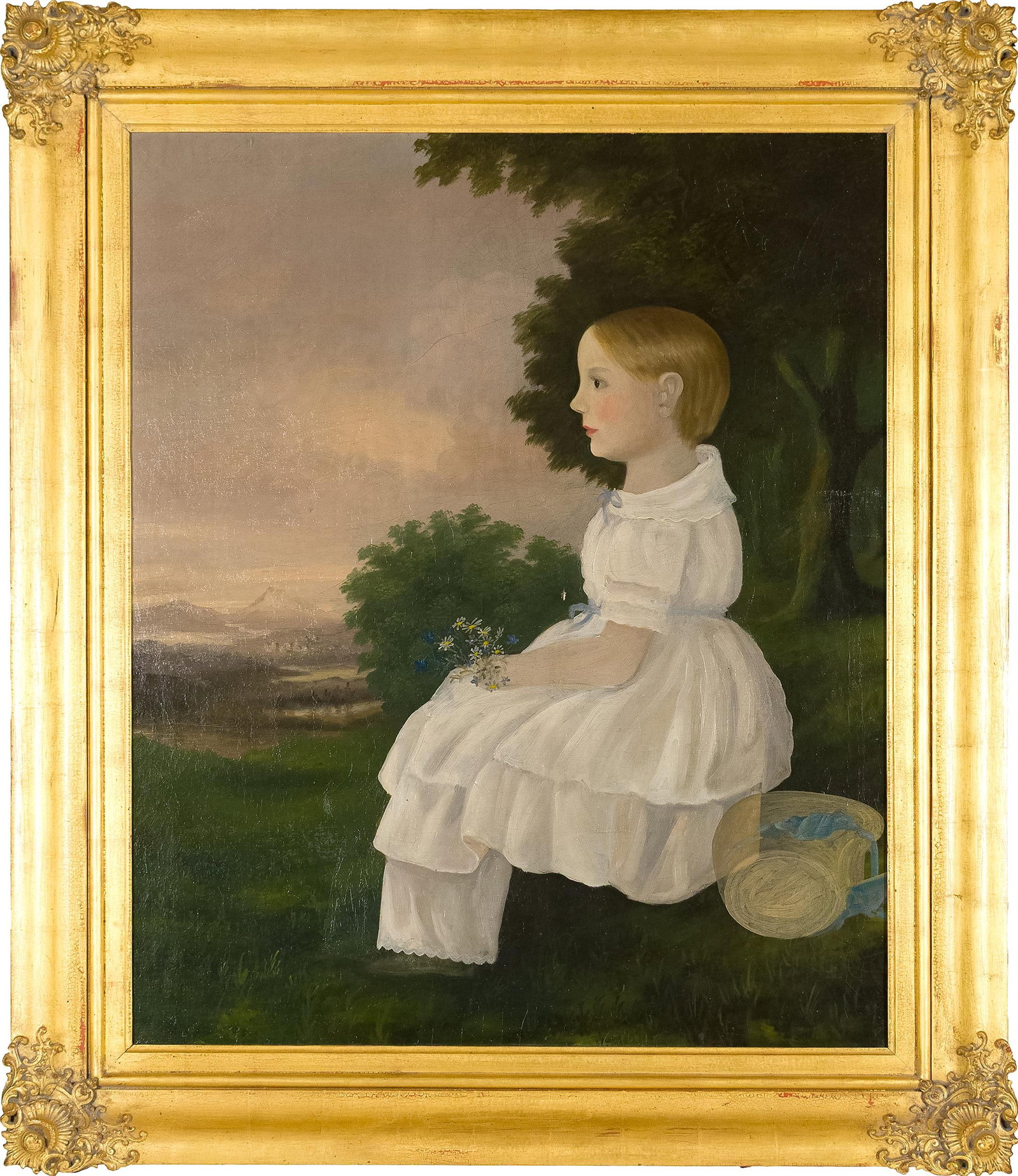 19TH C. OIL, ANNA HAWLEY, ATTRIB. E.S. BARTHOLOMEW.  (1 of 9)