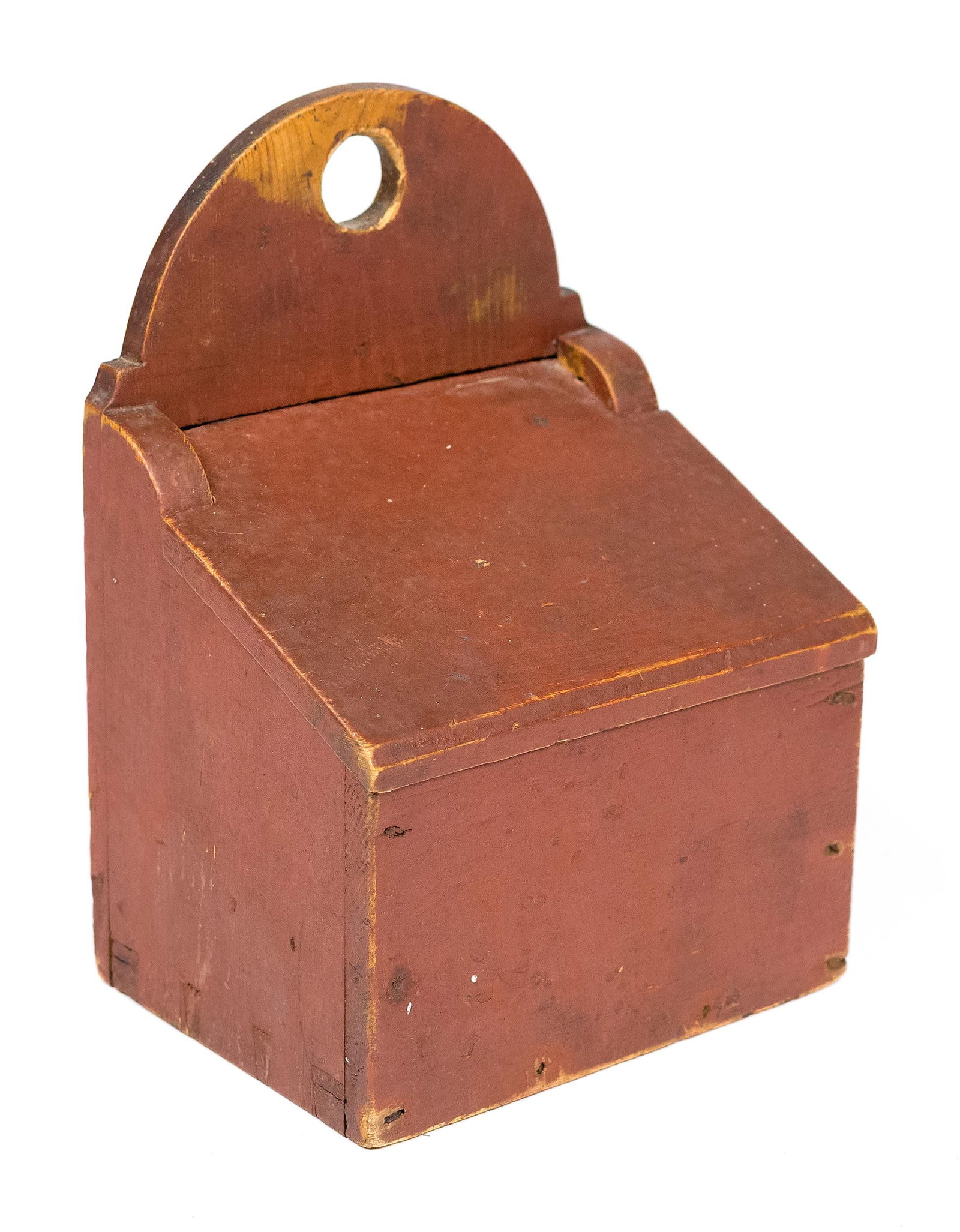 19TH C. WALL BOX IN OLD RED PAINT. (1 of 9)