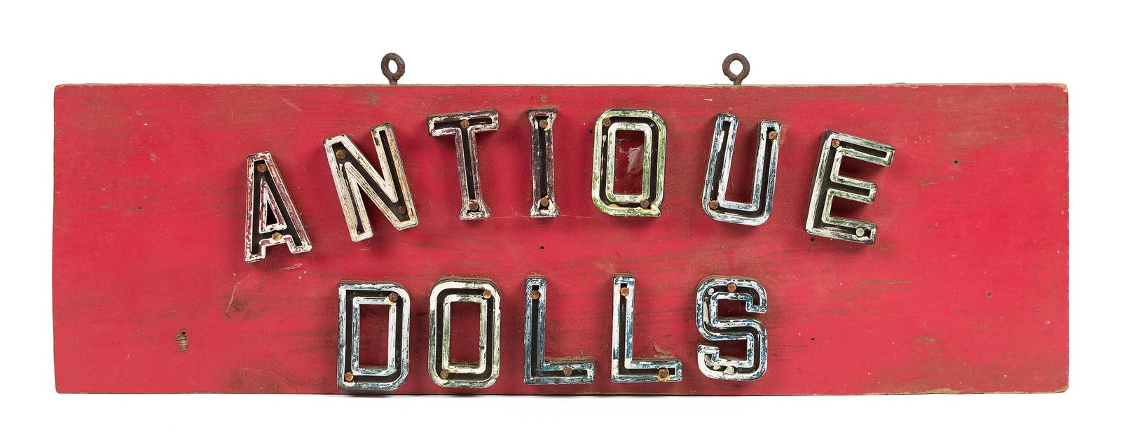 DOUBLE SIDED ANTIQUE DOLLS SIGN.  (1 of 5)