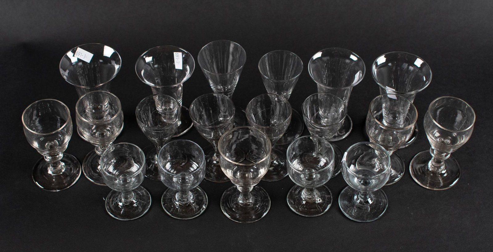 18TH C. HANDBLOWN STEMWARE, 19 PCS. - 3