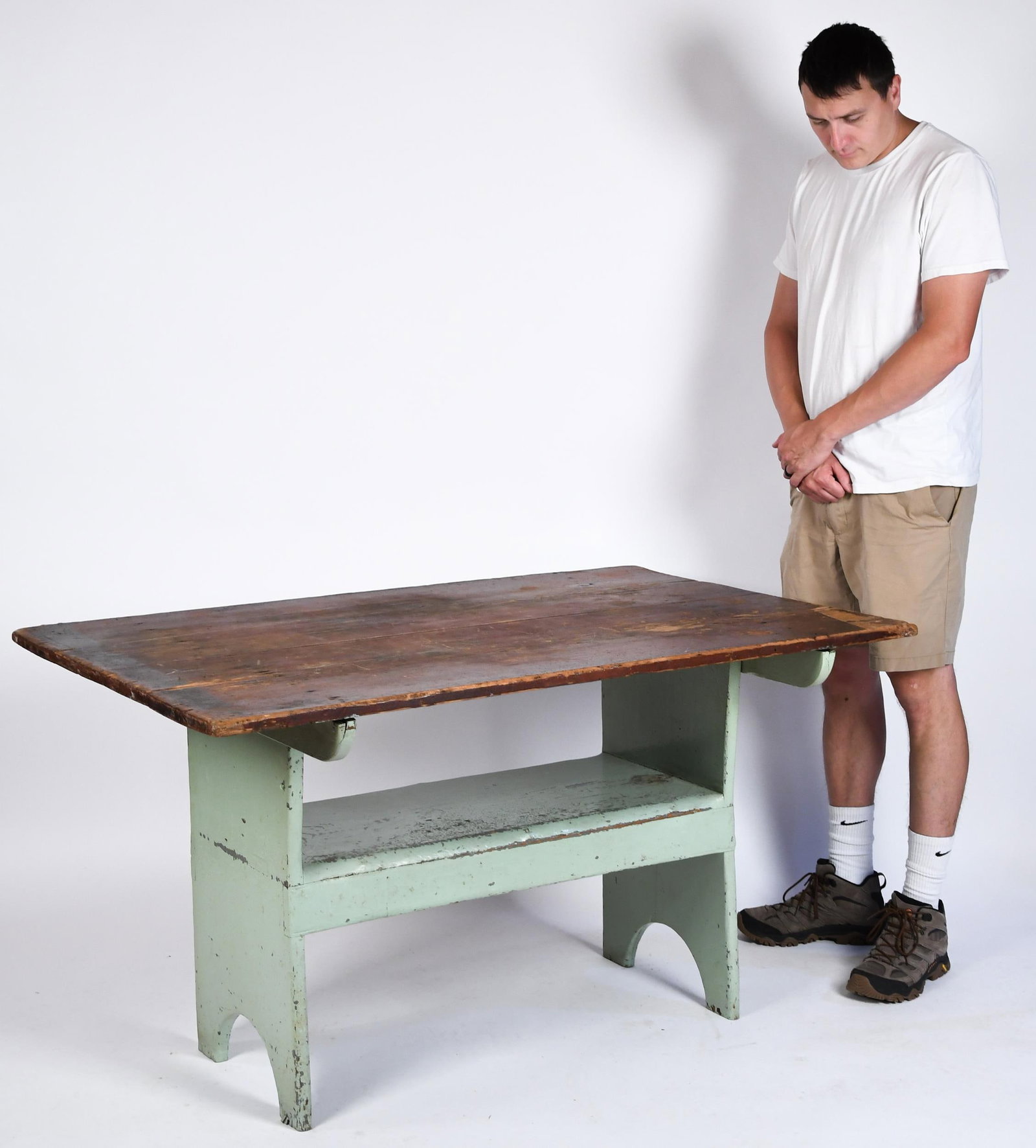 19TH C. PAINTED HUTCH TABLE. - 10