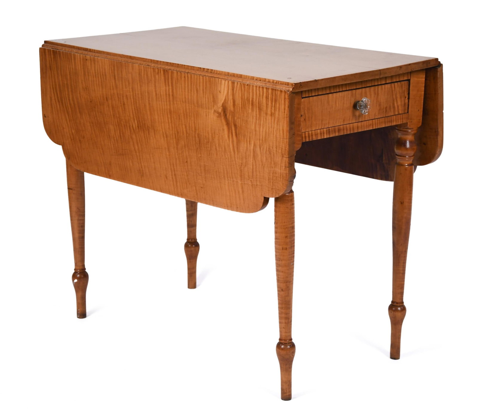 19TH C. AMERICAN SHERATON TIGER MAPLE DROP LEAF TABLE (1 of 1)