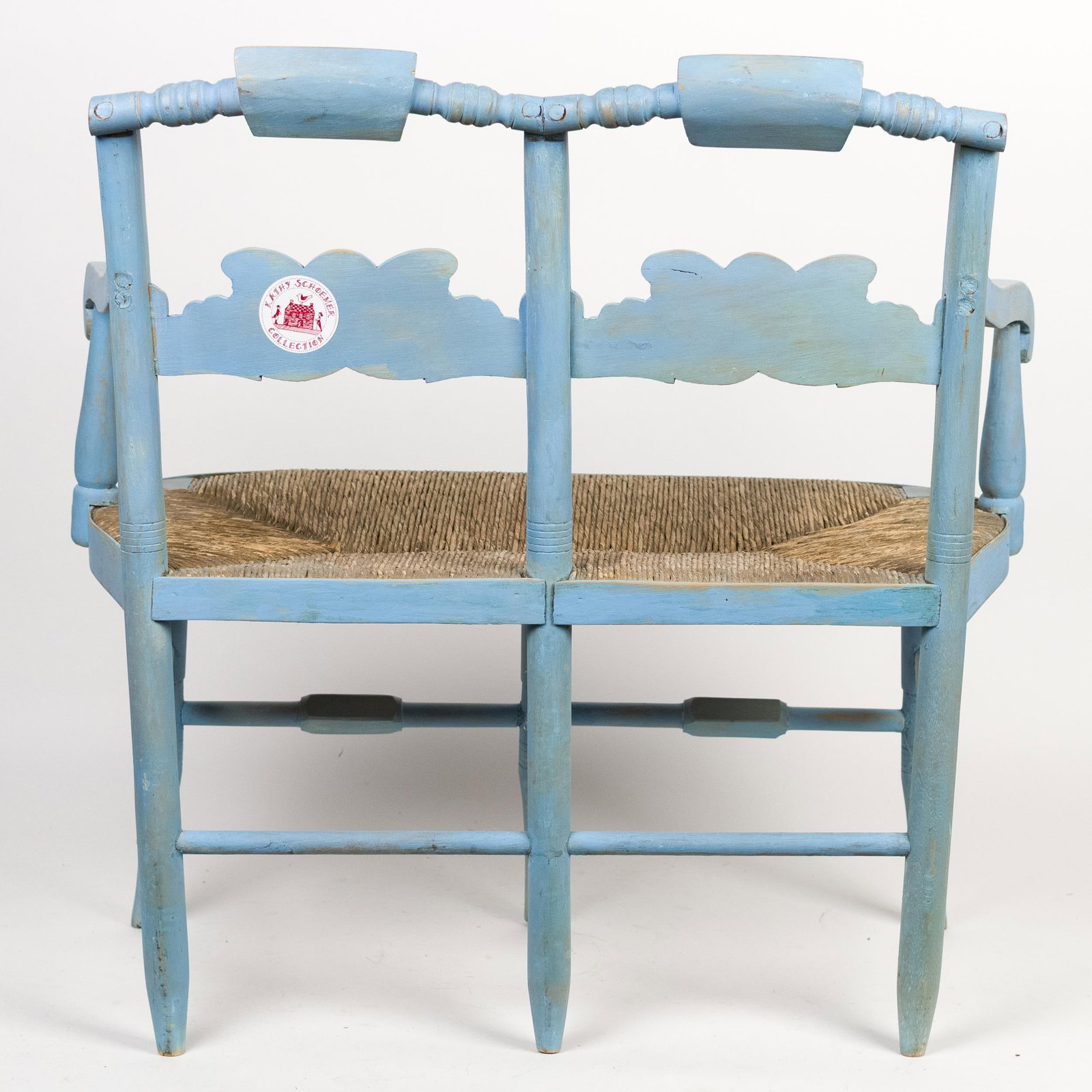 19TH C. CHILD’S BLUE PAINTED SETTEE. - 7