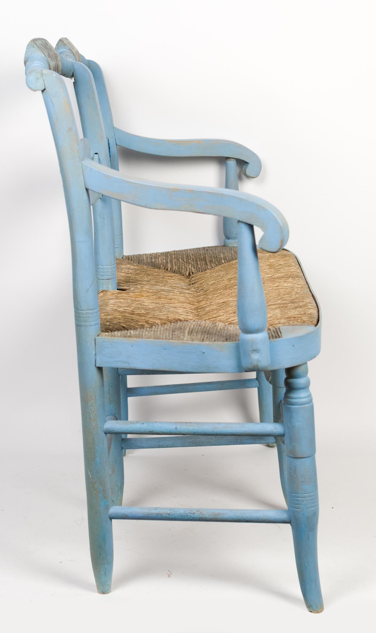 19TH C. CHILD’S BLUE PAINTED SETTEE. - 8