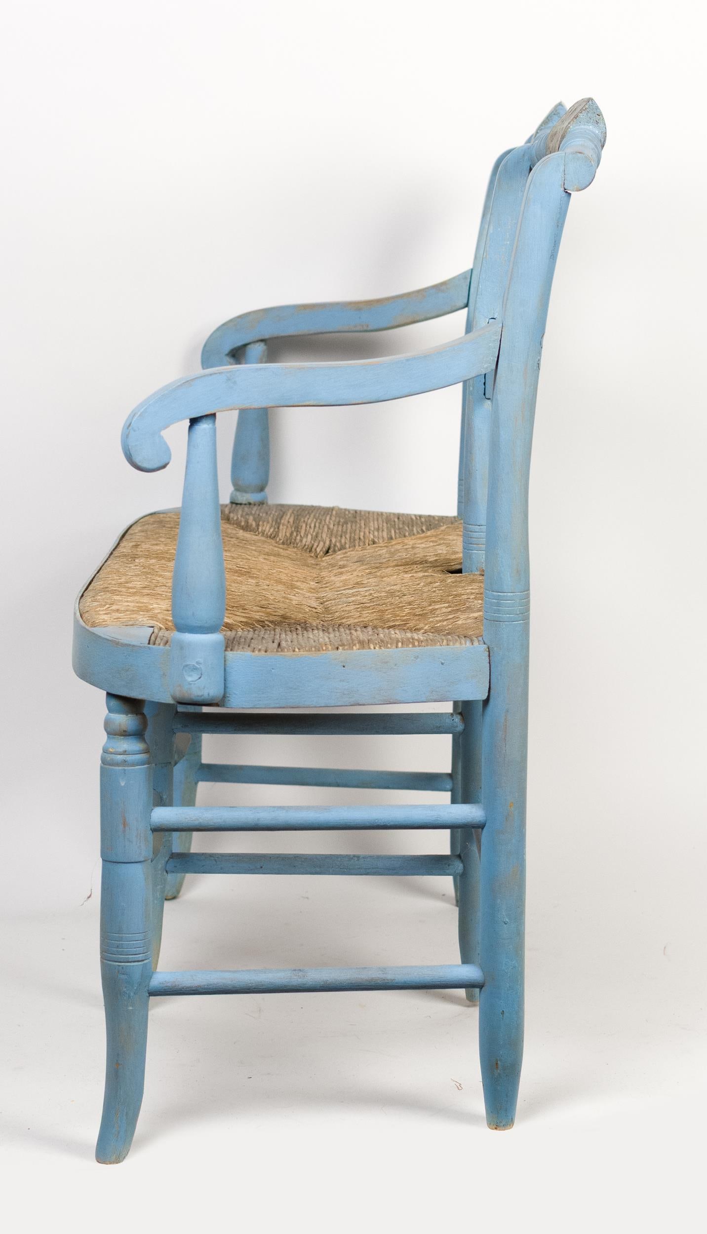 19TH C. CHILD’S BLUE PAINTED SETTEE. - 9