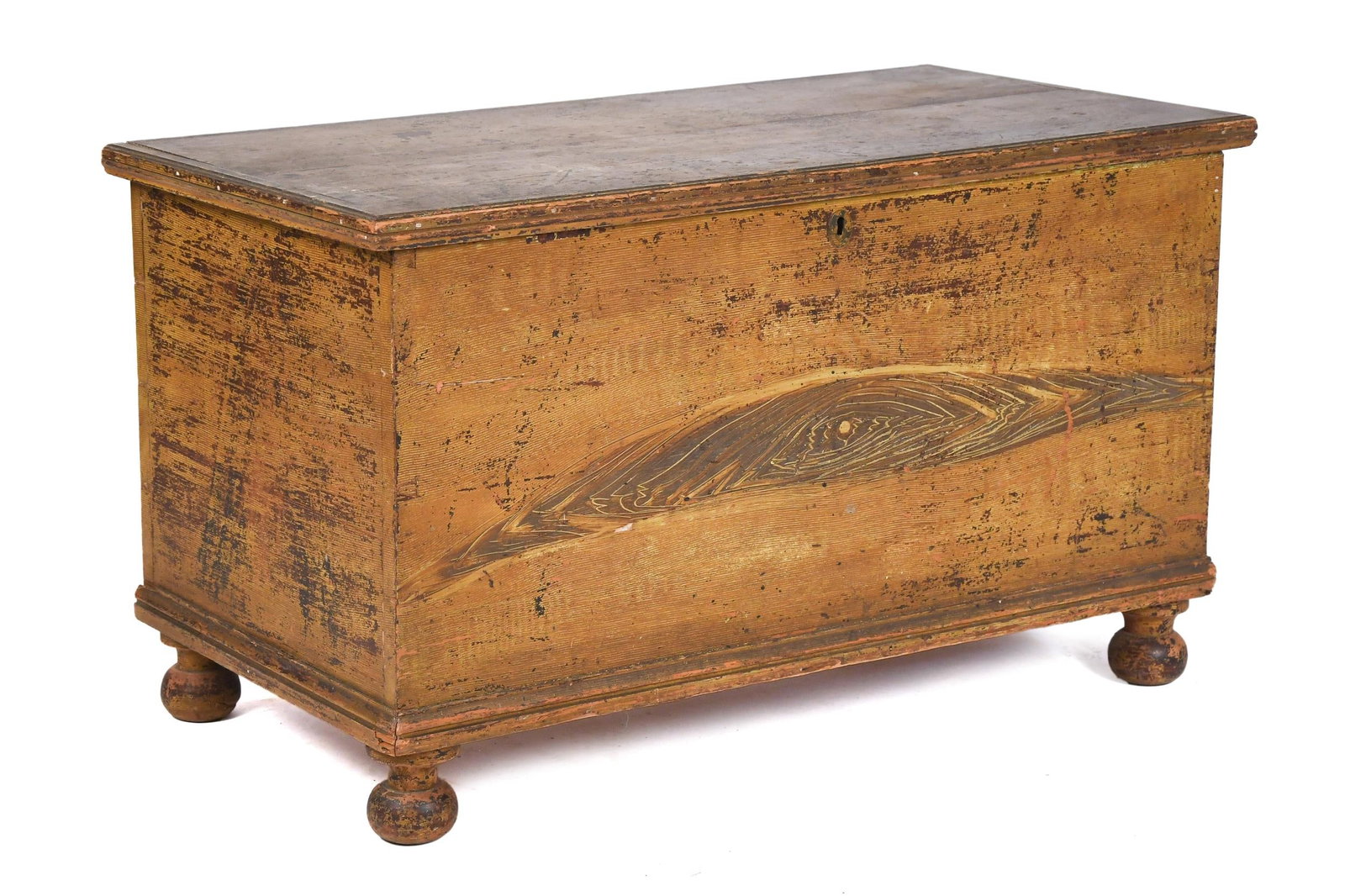 19TH C. GRAIN PAINTED POPLAR STORAGE BOX. (1 of 10)