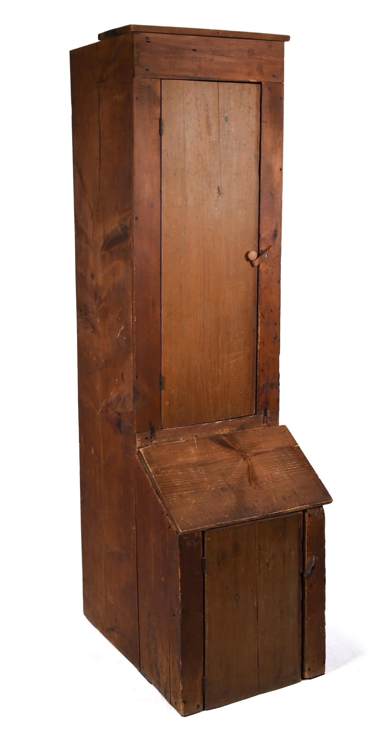 UNUSUAL 19TH C. PRIMITIVE CHIMNEY CUPBOARD. (1 of 12)