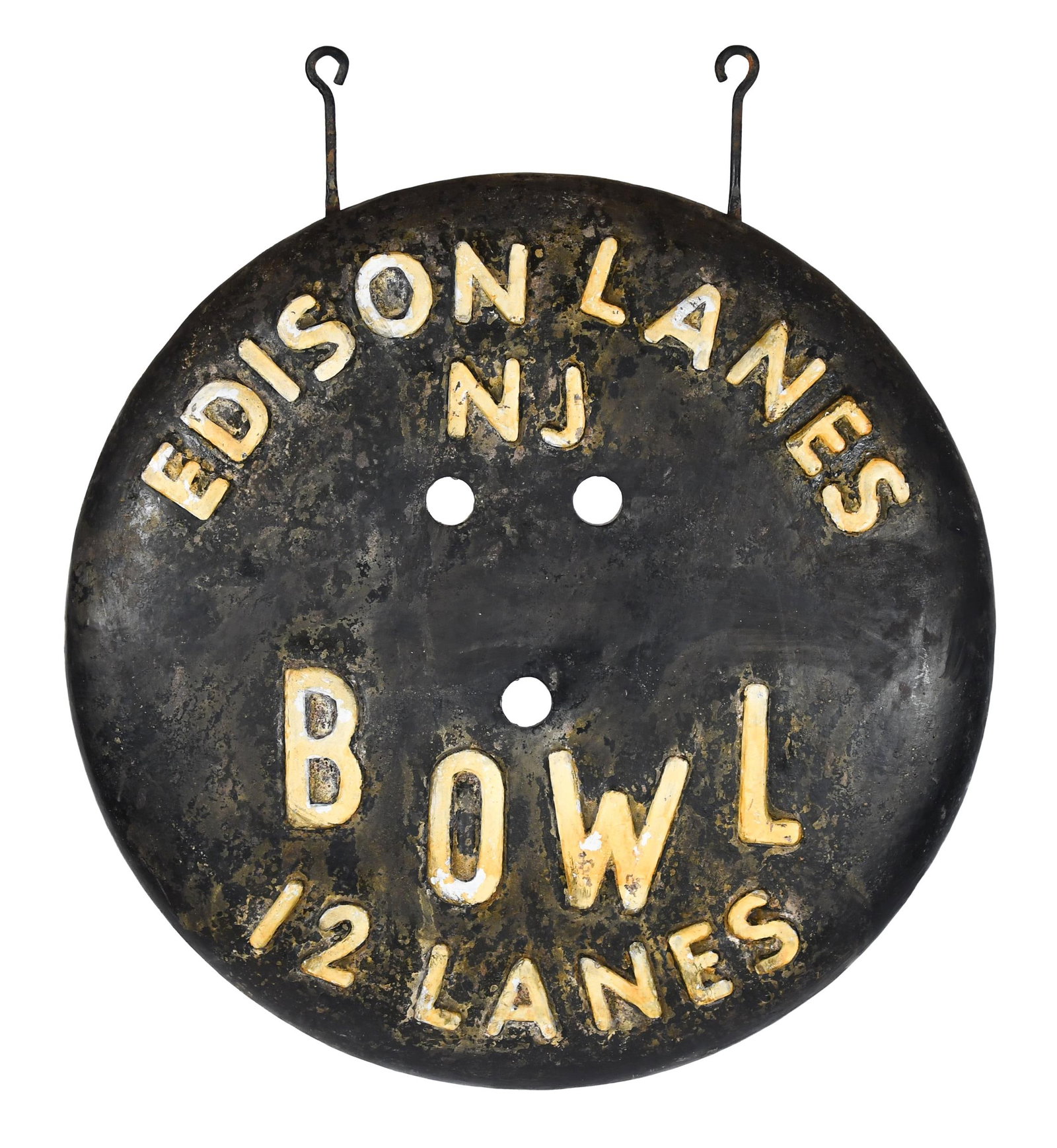 VINTAGE CAST METAL SIGN, BOWL EDISON LANES NJ. (1 of 5)
