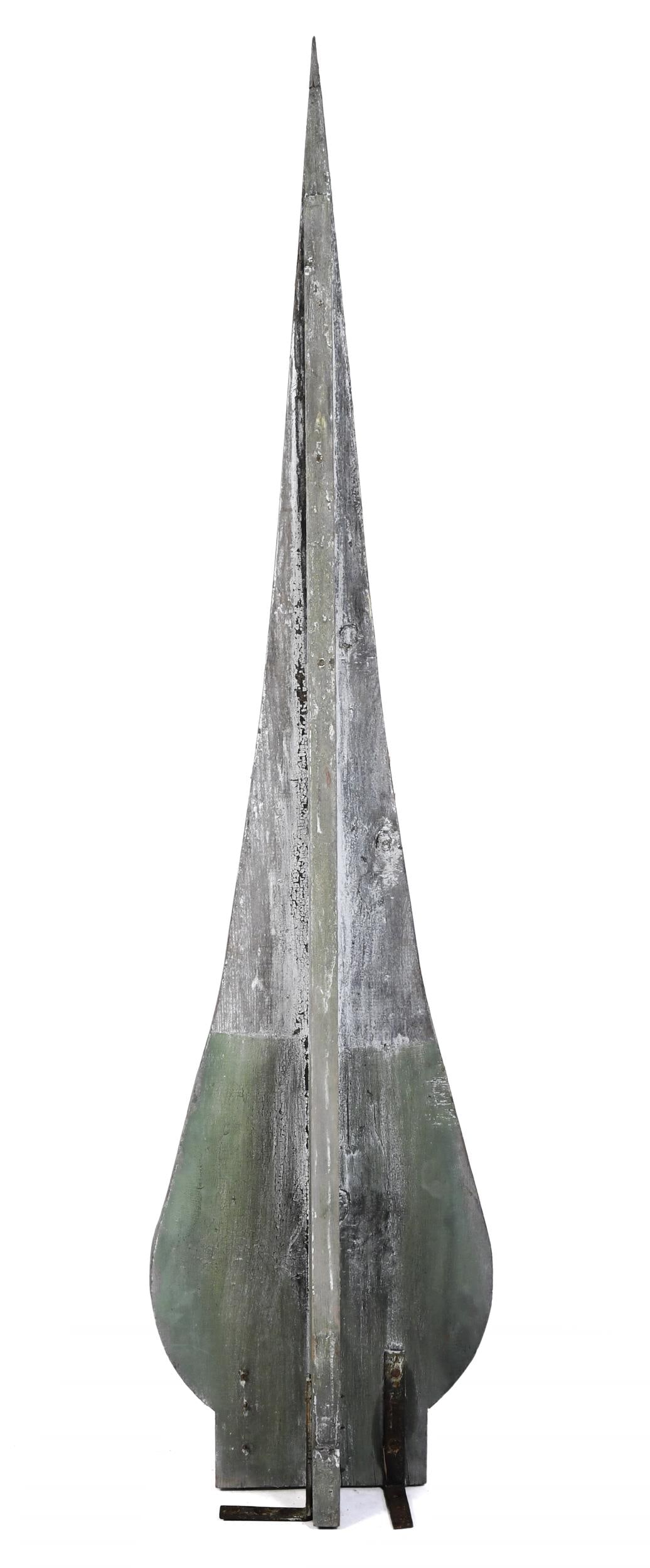VINTAGE STANDING WOOD SPIRE IN OLD SURFACE.: A good vintage dimensional floor standing wood spire in old paint/surface. 73.5”H x 18”W at base.
