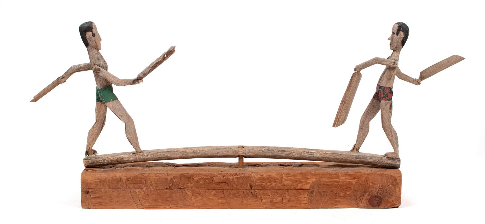 UNUSUAL 19TH C. FOLK ART WHIRLY-GIG, FIGHTERS. (1 of 11)