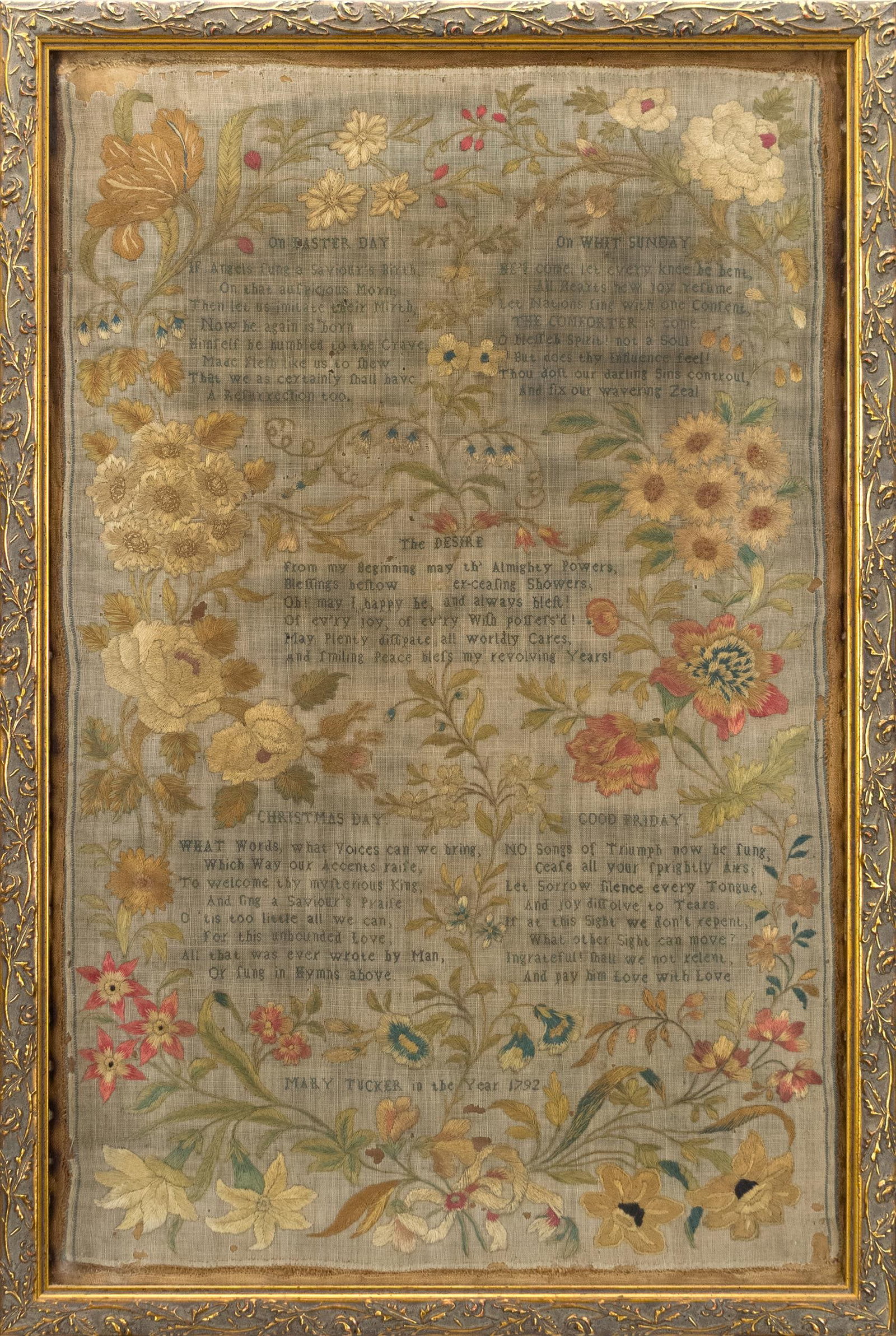1792 SAMPLER, MARY TUCKER. (1 of 6)