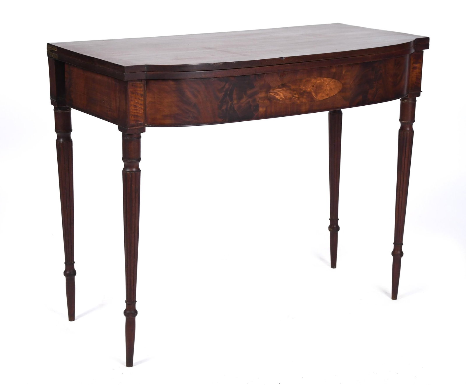 19TH C. SALEM MA FEDERAL INLAID MAHOGANY CARD TABLE. (1 of 11)