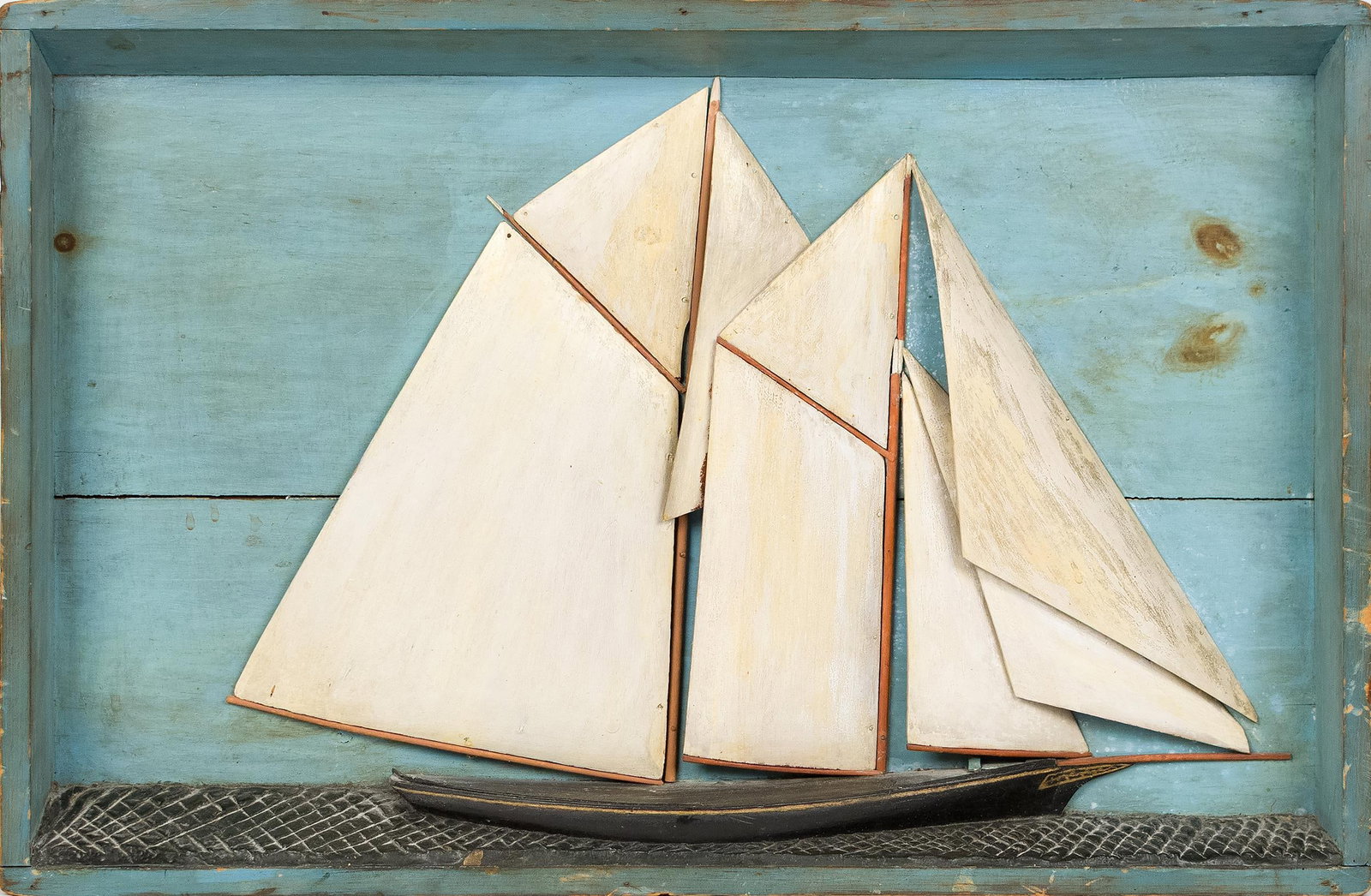 LATE 19TH C. SAILBOAT DIORAMA. (1 of 5)