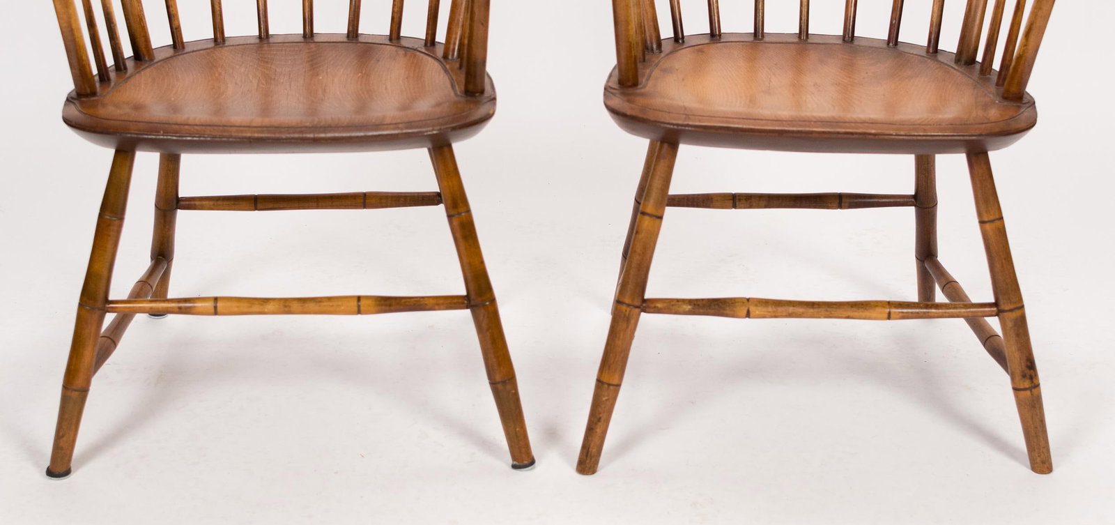 PR. 19TH C. STEP DOWN WINDSOR ARM CHAIRS. - 4