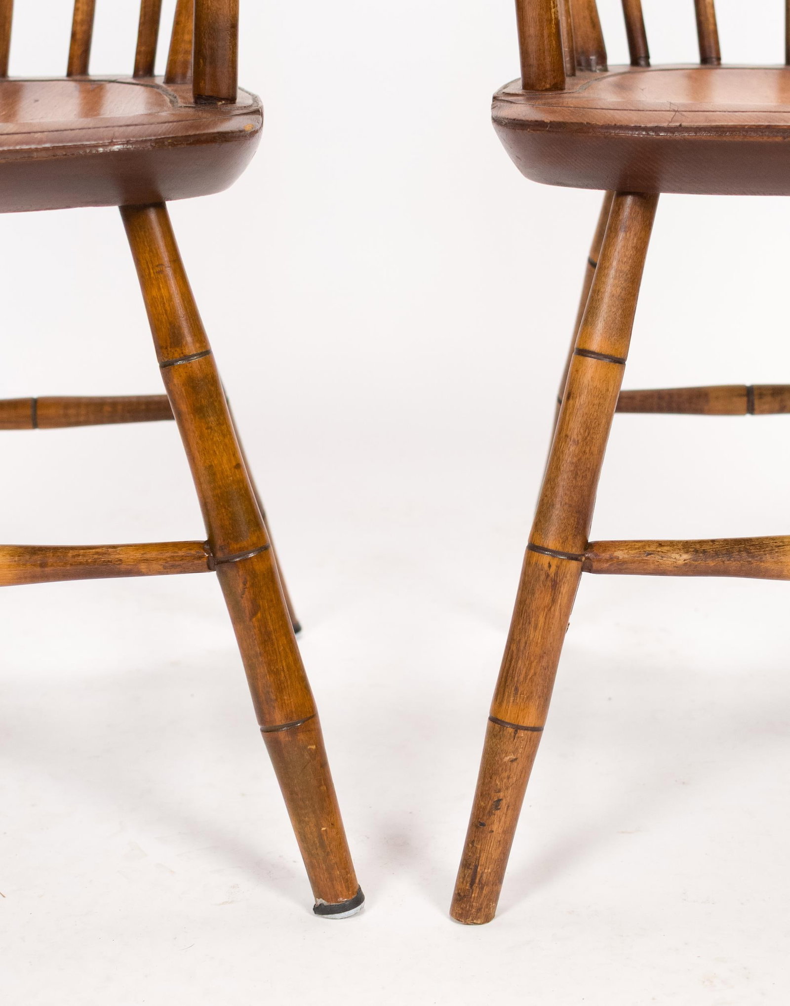 PR. 19TH C. STEP DOWN WINDSOR ARM CHAIRS. - 6