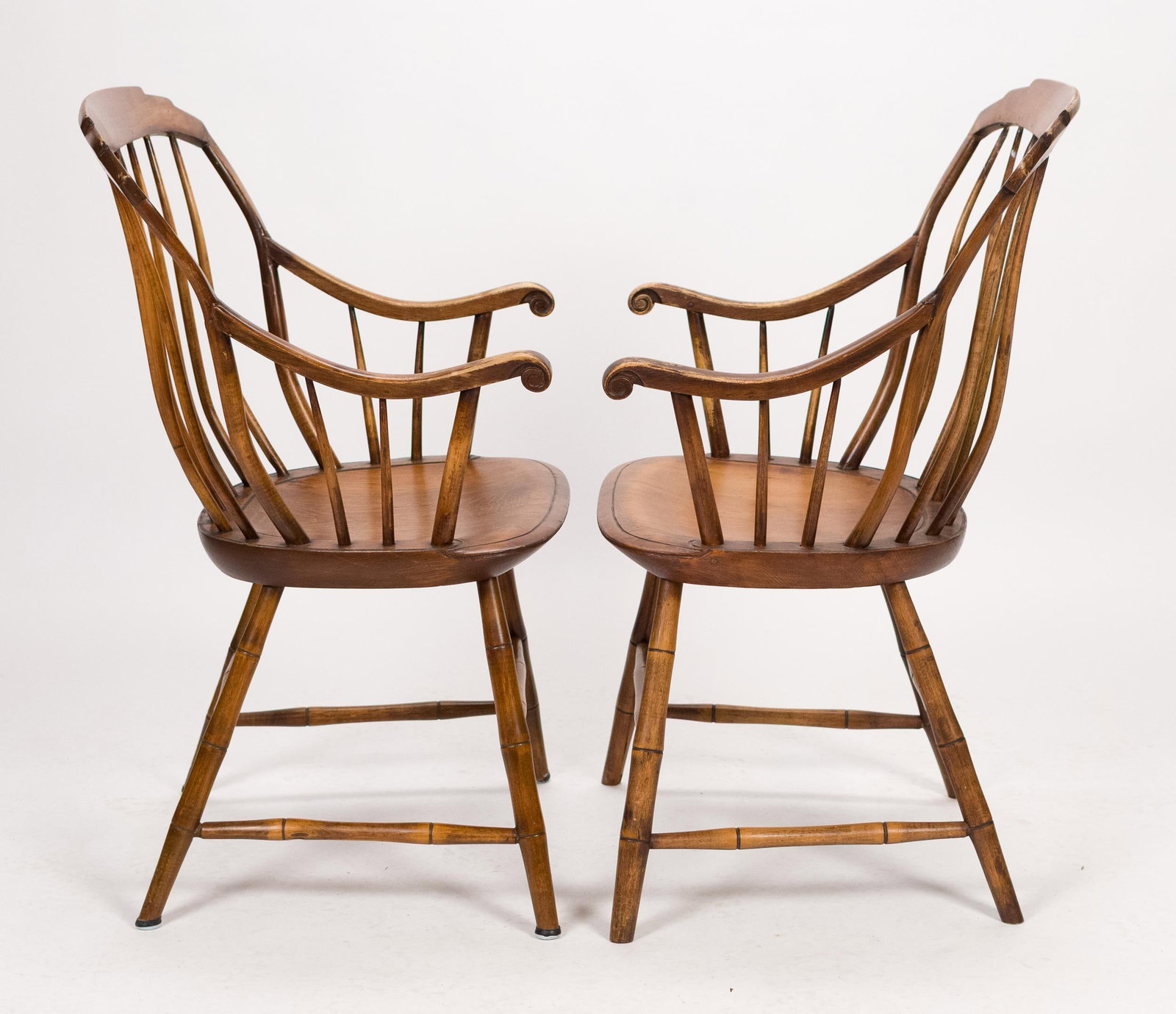 PR. 19TH C. STEP DOWN WINDSOR ARM CHAIRS. - 7