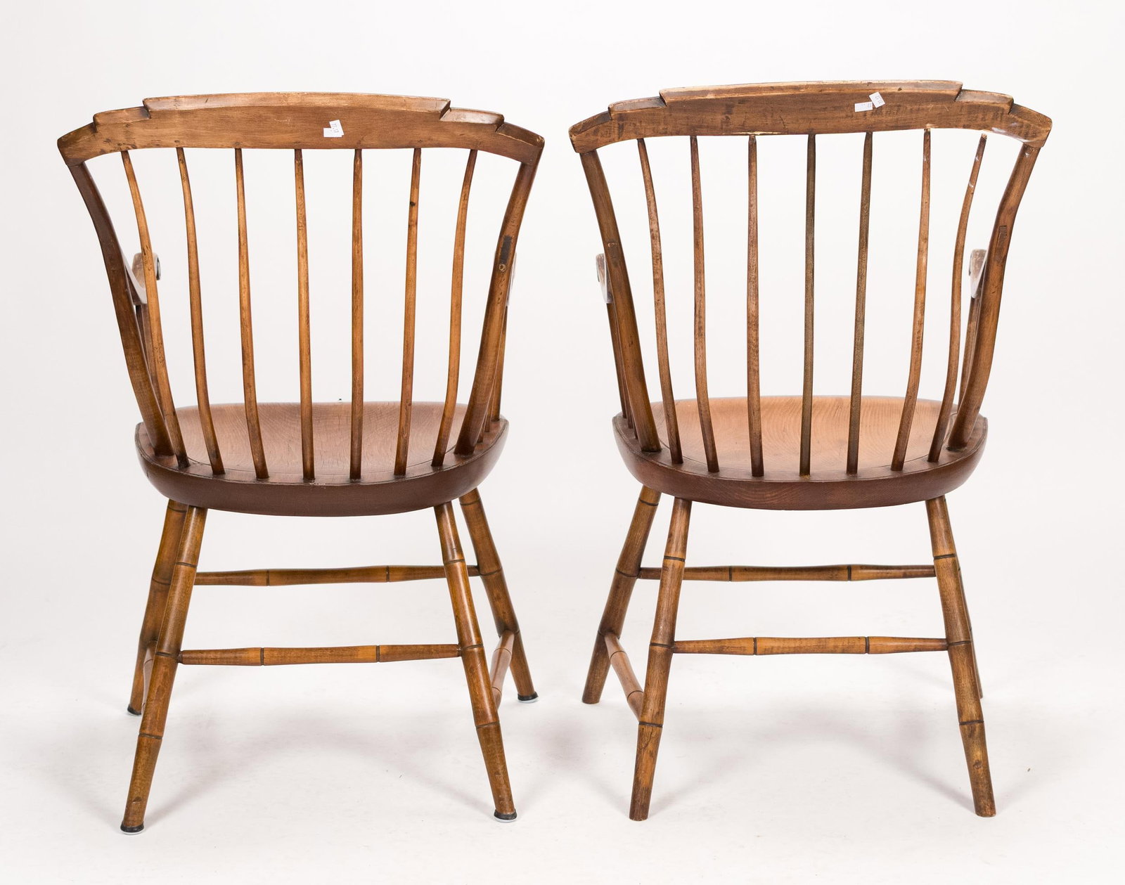 PR. 19TH C. STEP DOWN WINDSOR ARM CHAIRS. - 8