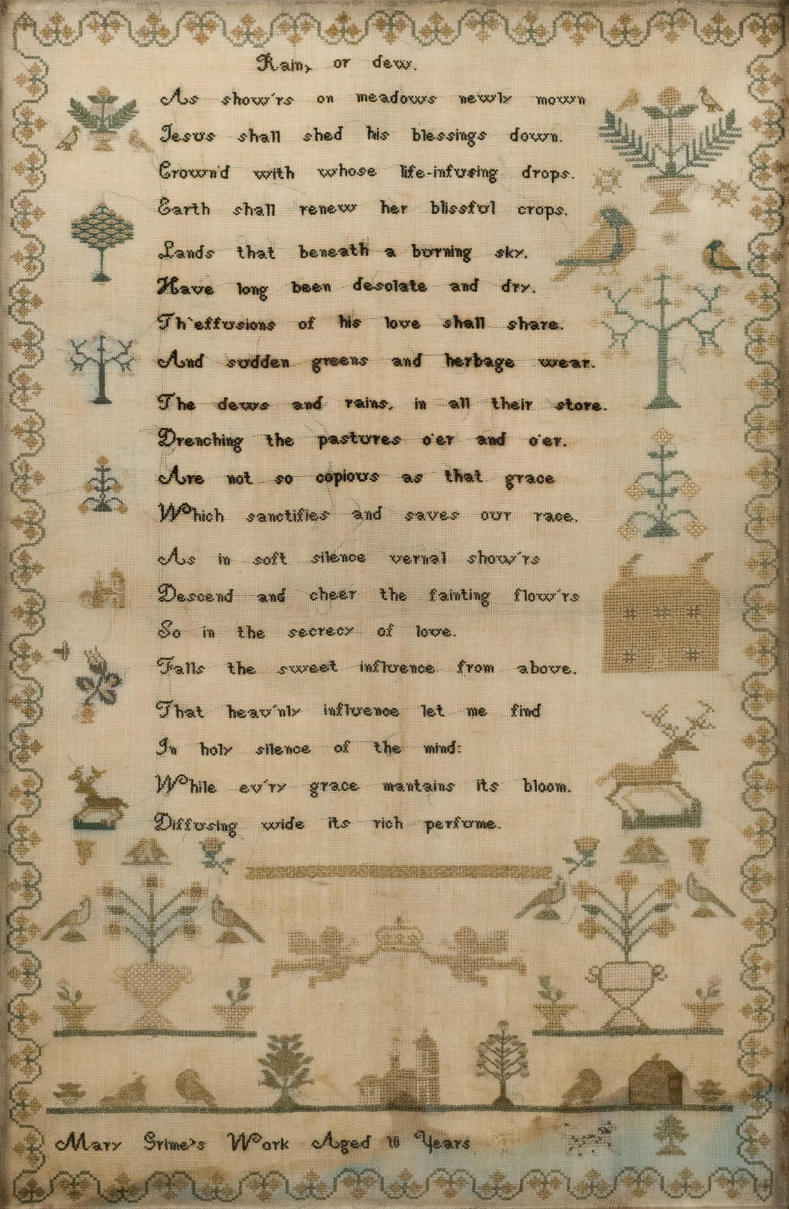 19TH C. SAMPLER, MARY GRIMES. - 2