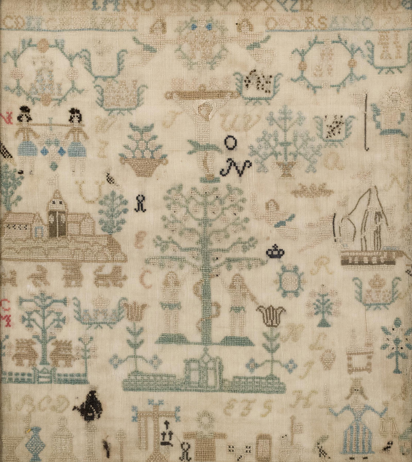 18TH C. BIBLICAL SAMPLER. - 2