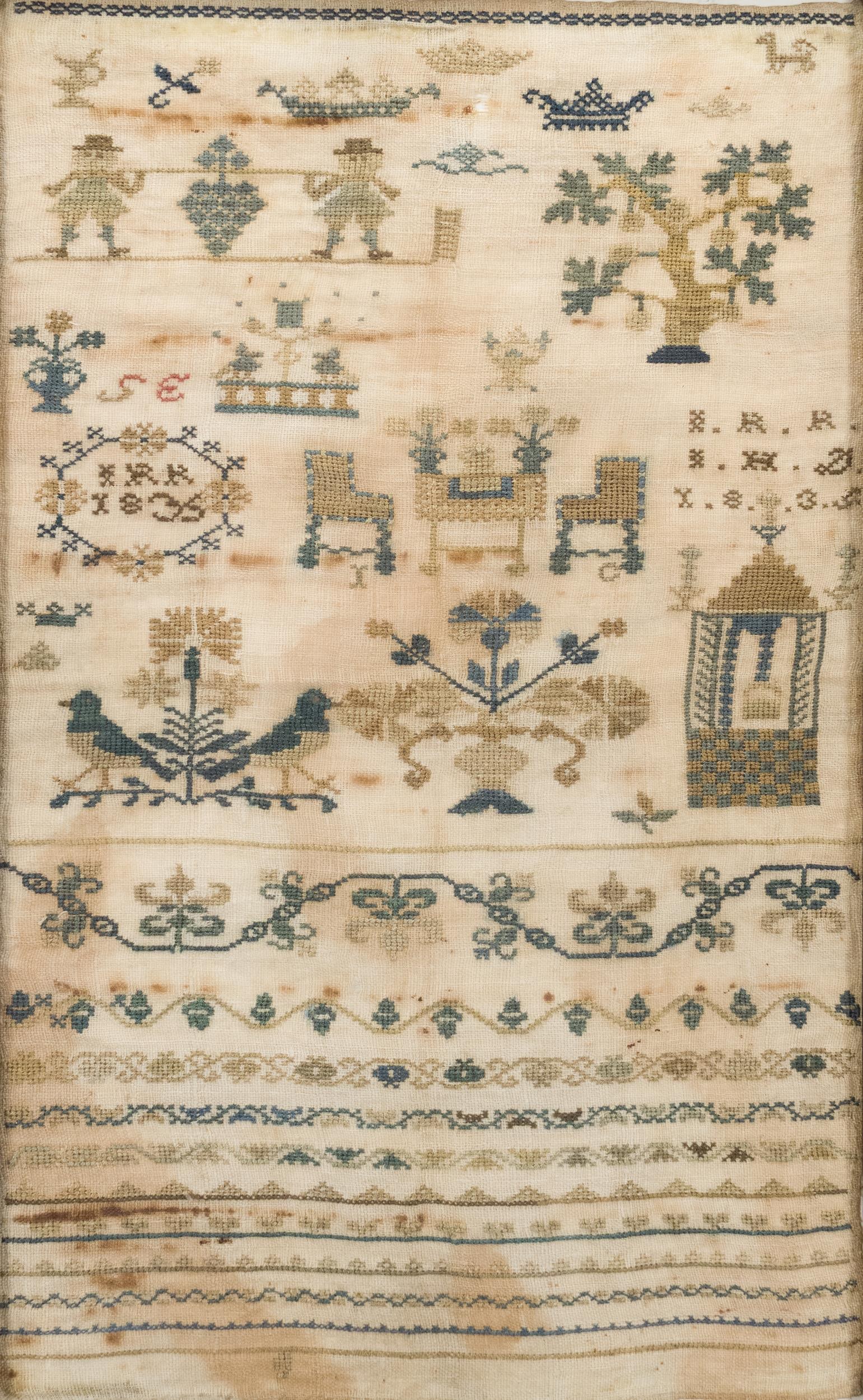 1835 SAMPLER, INITIALED I.R.K. - 2