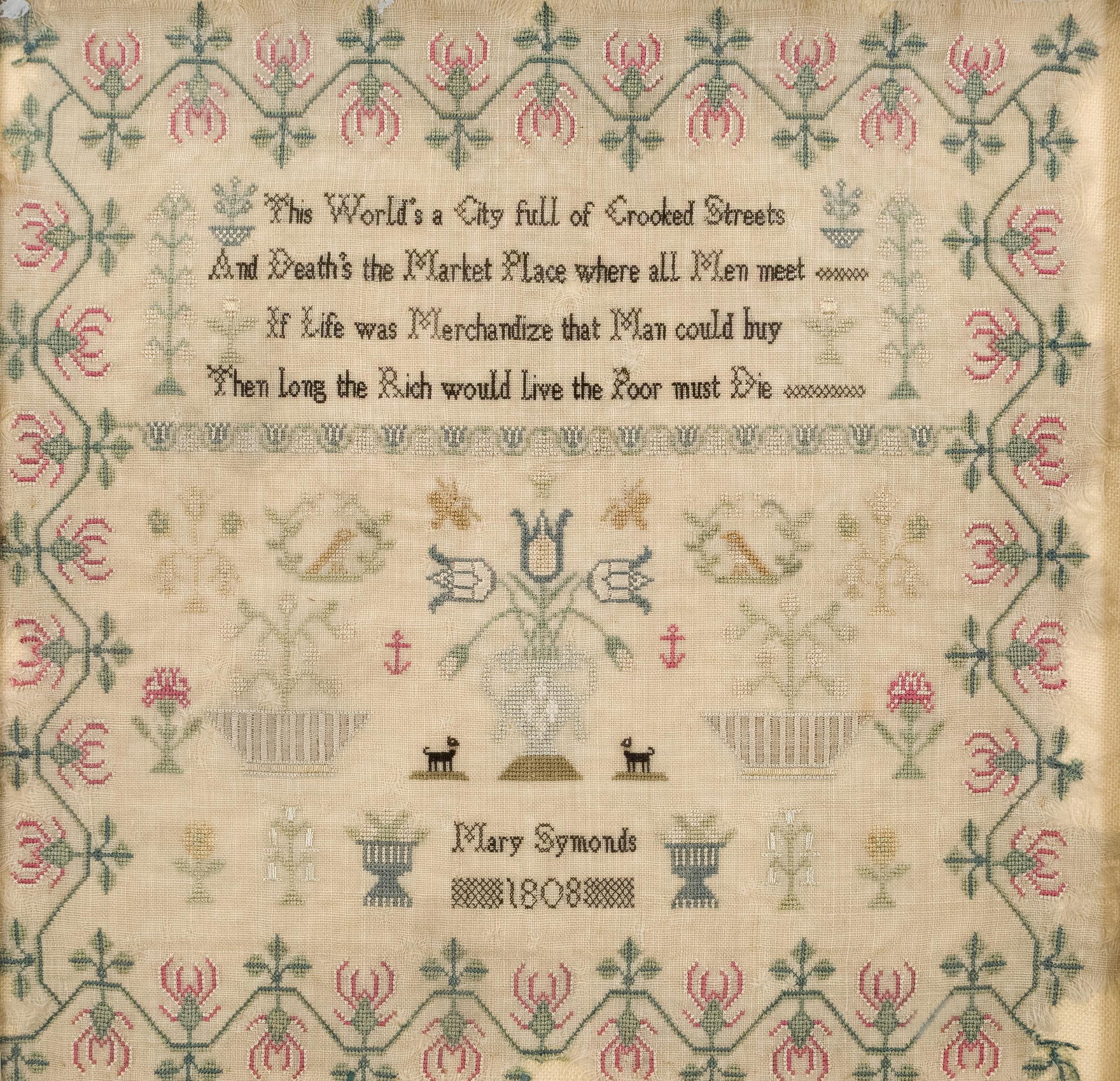 1808 MARY SYMONDS SAMPLER. - 2