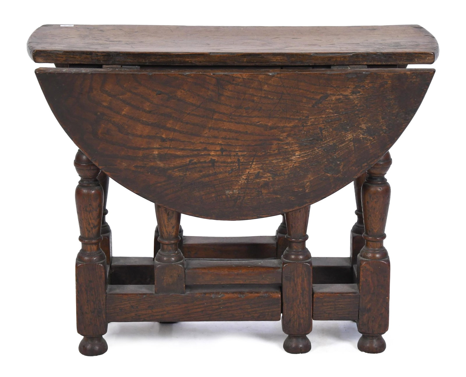 ANTIQUE DIMINUTIVE OAK GATE-LEG TABLE. (1 of 5)