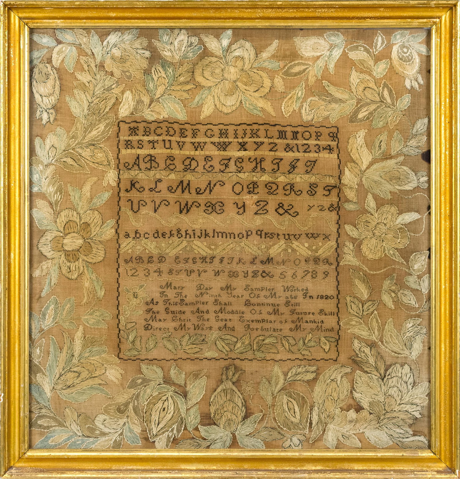 1820 MARY DAY SAMPLER. (1 of 8)