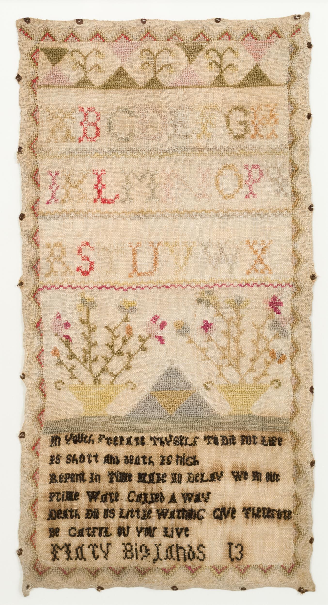 19TH C. MARY BIGLANDS SAMPLER. - 2