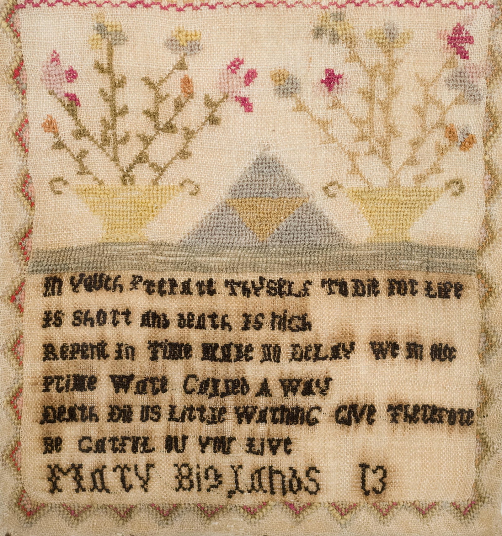 19TH C. MARY BIGLANDS SAMPLER. - 4