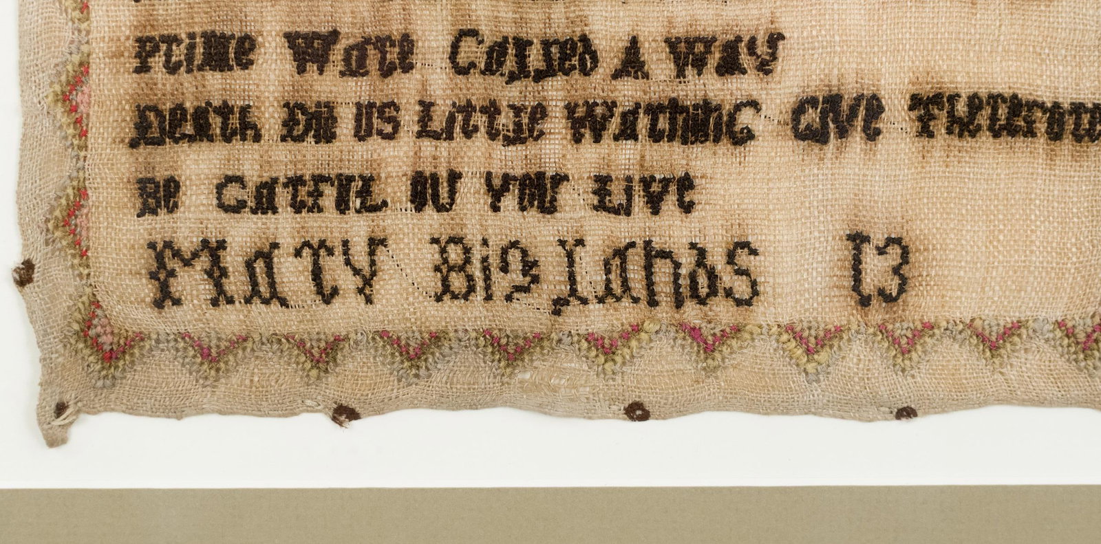 19TH C. MARY BIGLANDS SAMPLER. - 5