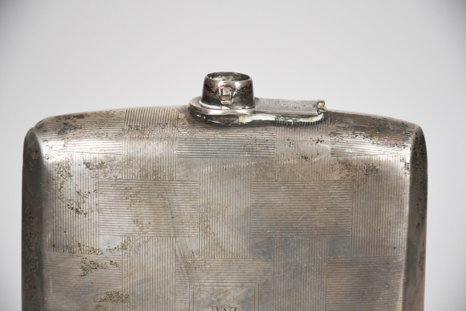 ANTIQUE STERLING FLASK. - 2