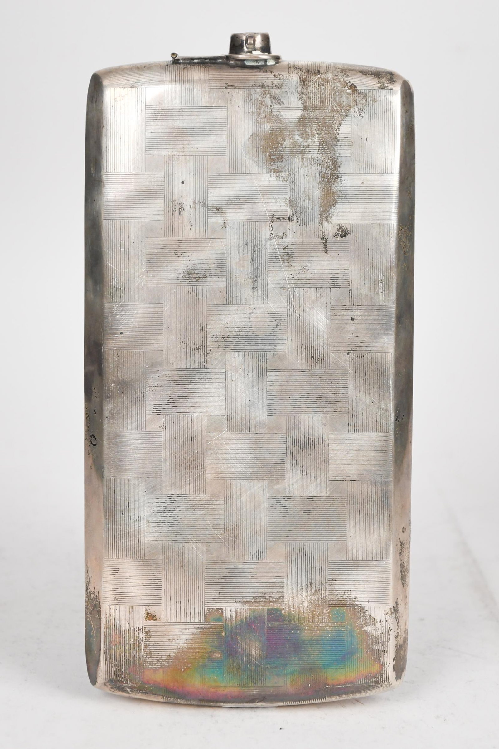 ANTIQUE STERLING FLASK. - 5