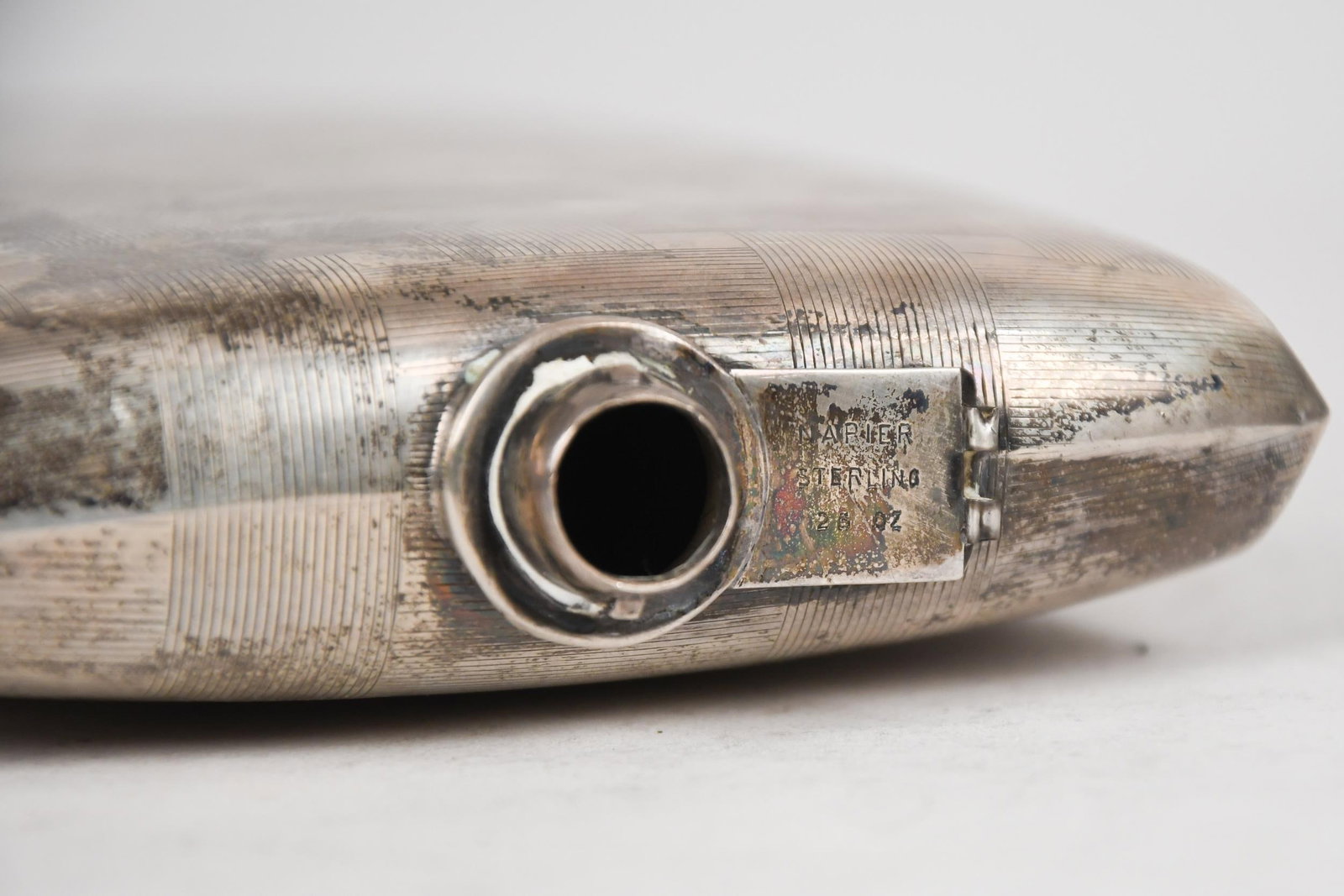 ANTIQUE STERLING FLASK. - 7