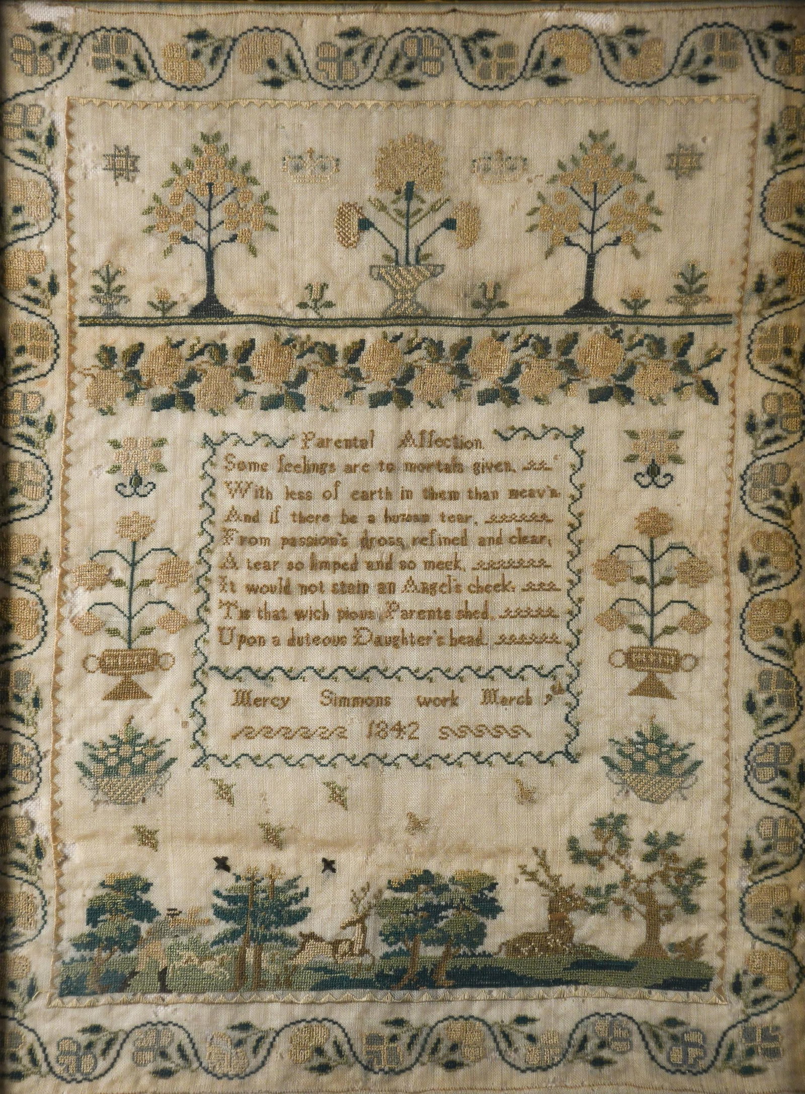 1842 MERCY SIMMONS NEEDLEWORK SAMPLER. - 7