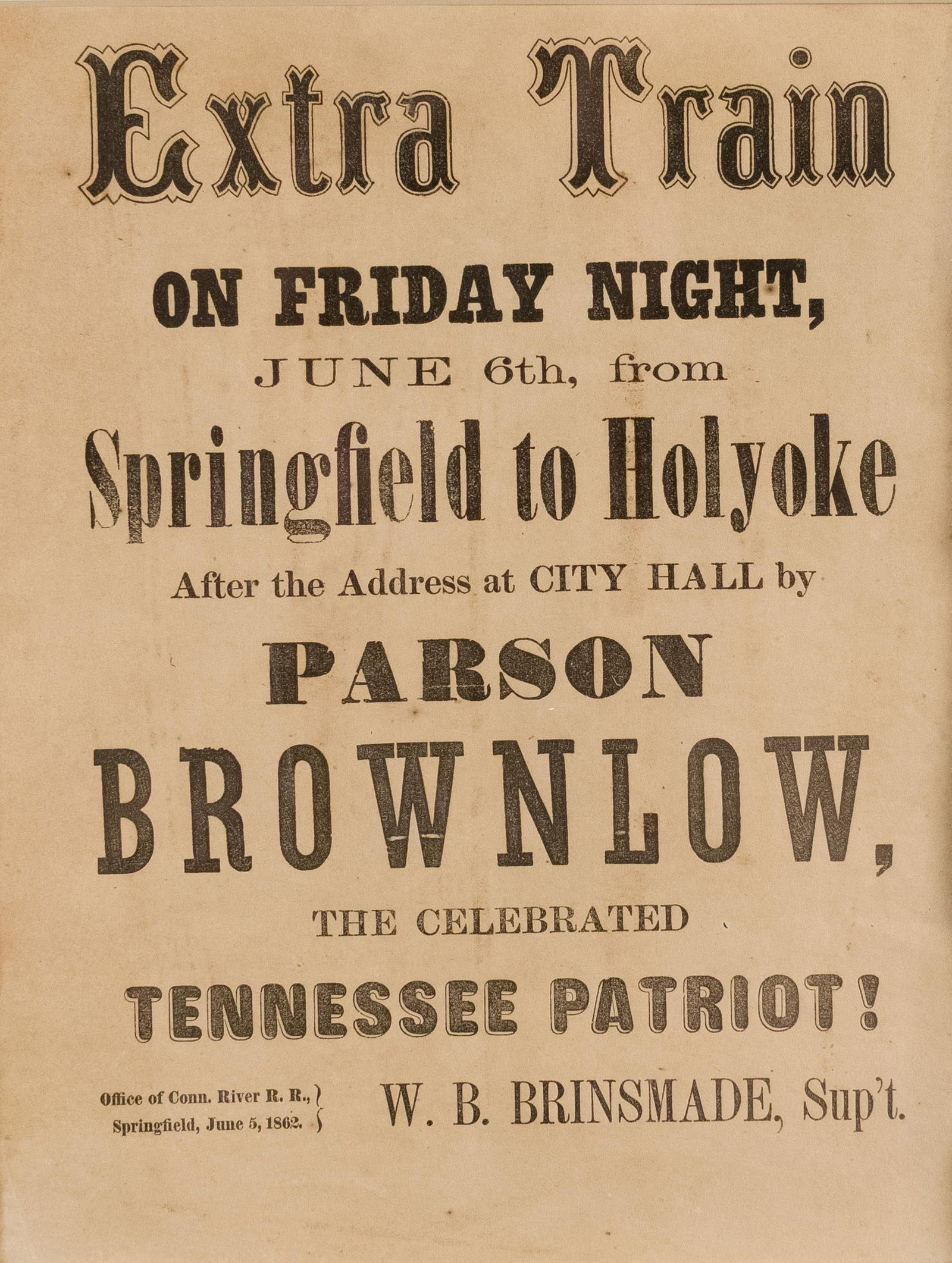 PARSON BROWNLOW RAILROAD POSTER. - 2
