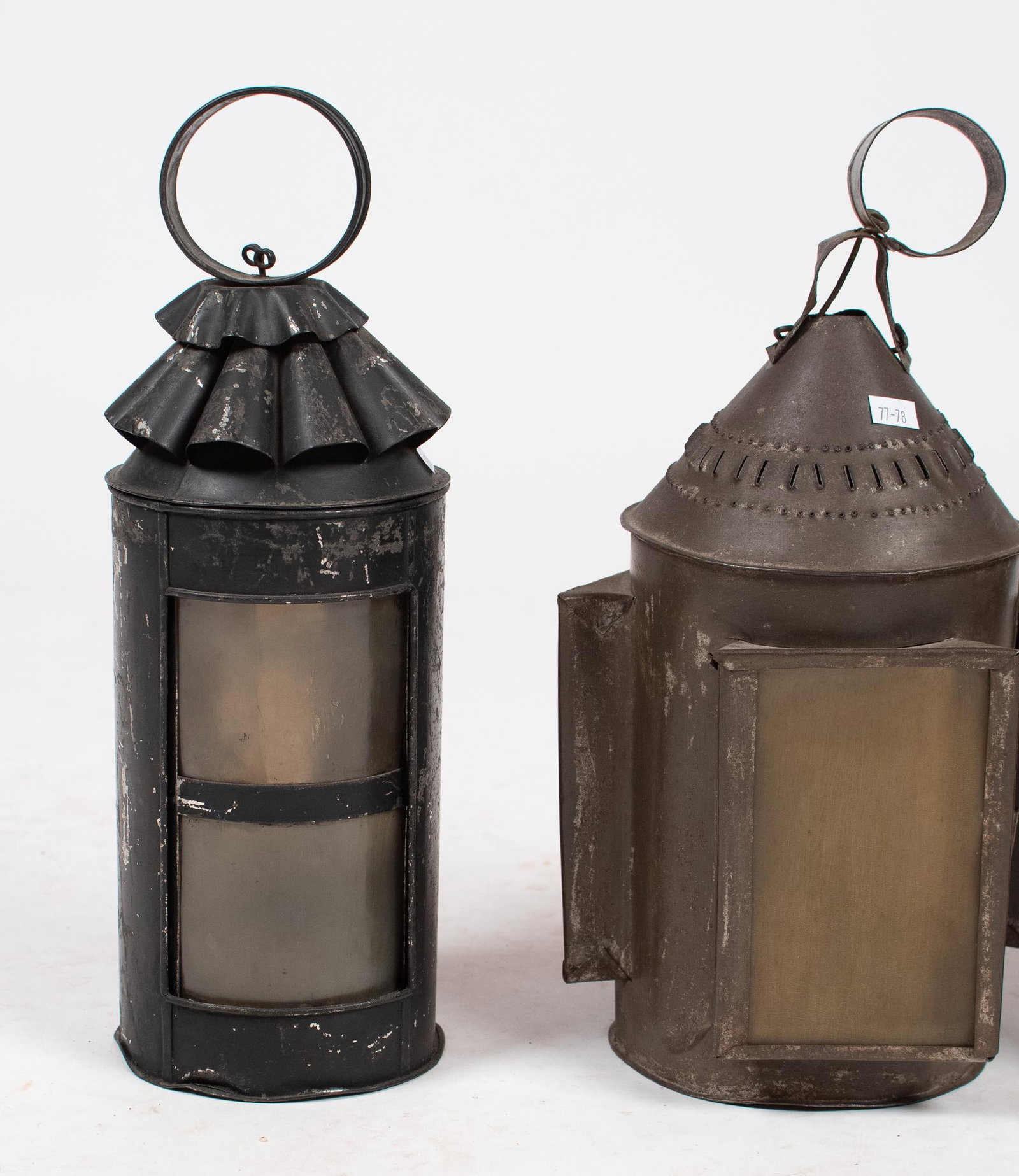 THREE ANTIQUE BARN LANTERNS. - 2