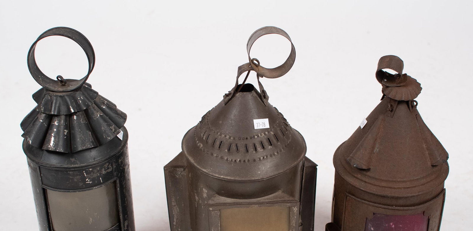 THREE ANTIQUE BARN LANTERNS. - 4