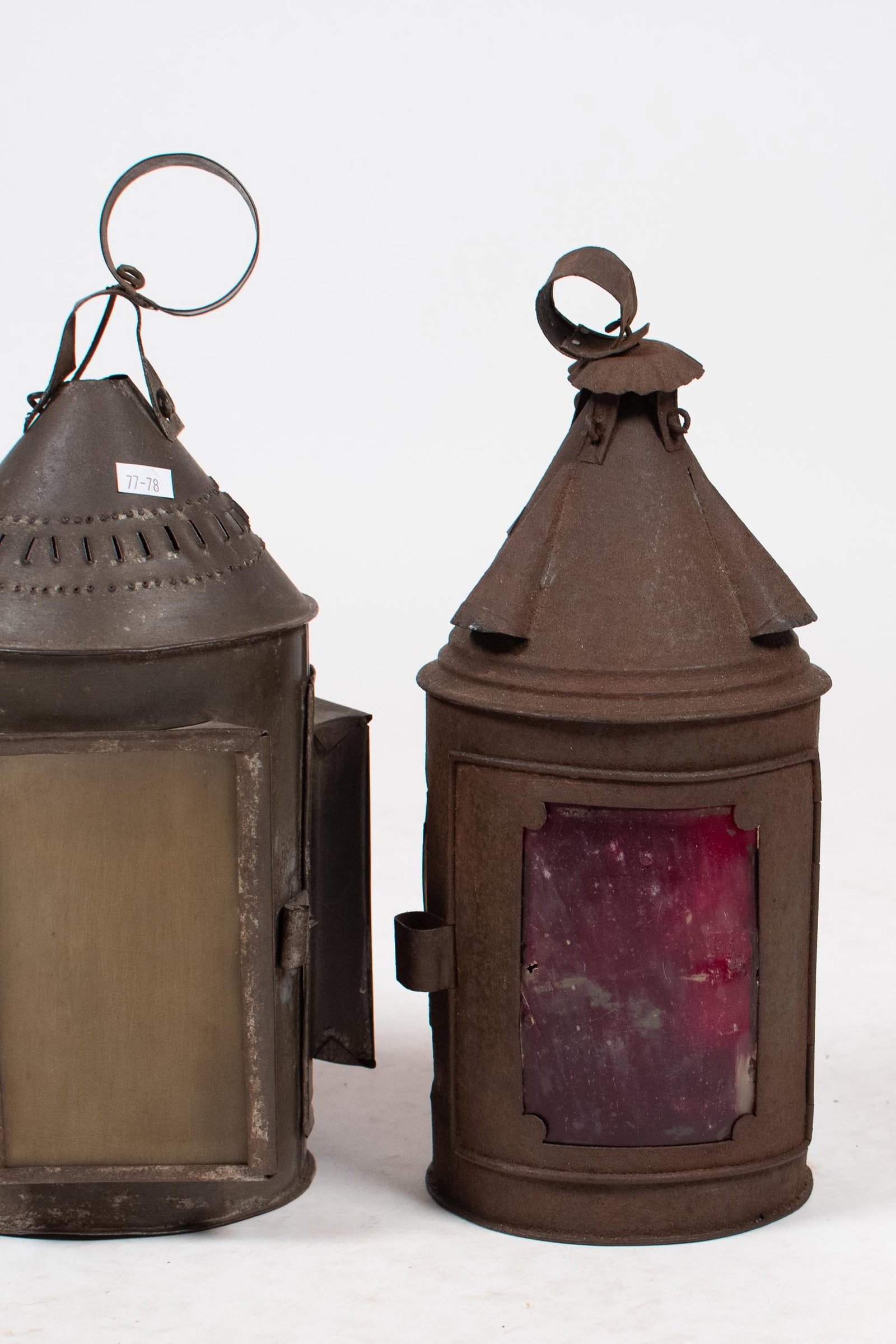 THREE ANTIQUE BARN LANTERNS. - 5
