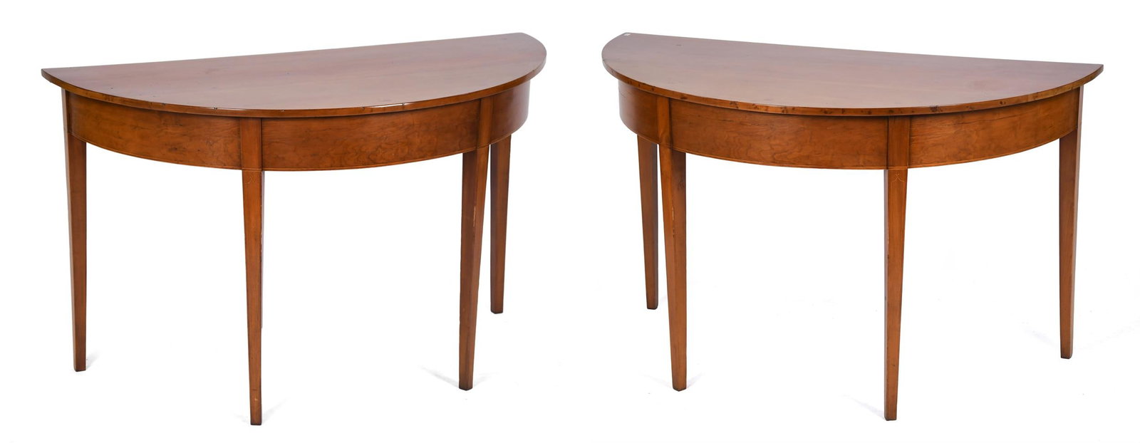 PR. 19TH C. INLAID CHERRY FEDERAL CONSOLE TABLES. (1 of 1)