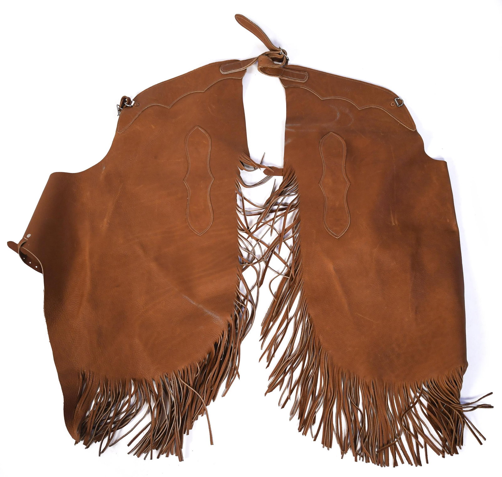 20TH C. FRINGED LEATHER RIDING CHAPS. (1 of 1)